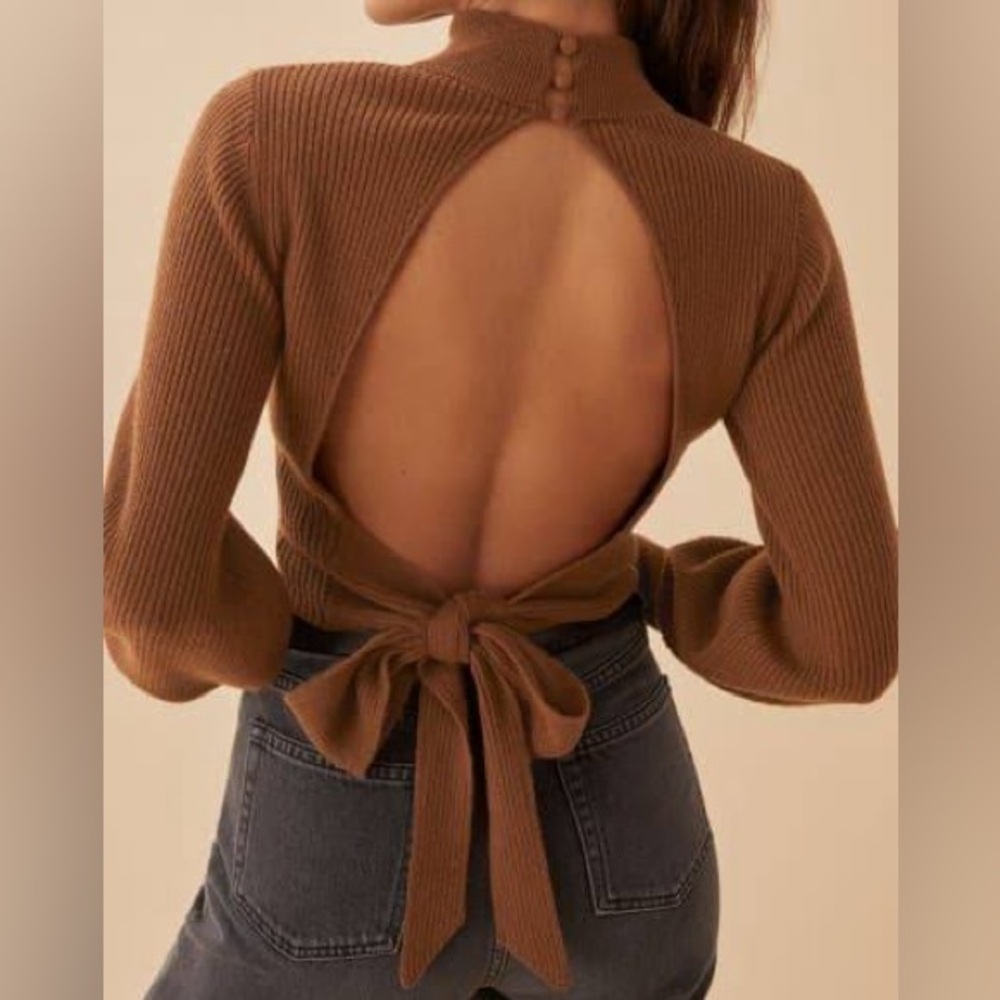 Reformation Osteria Open Back Cashmere Sweater Small